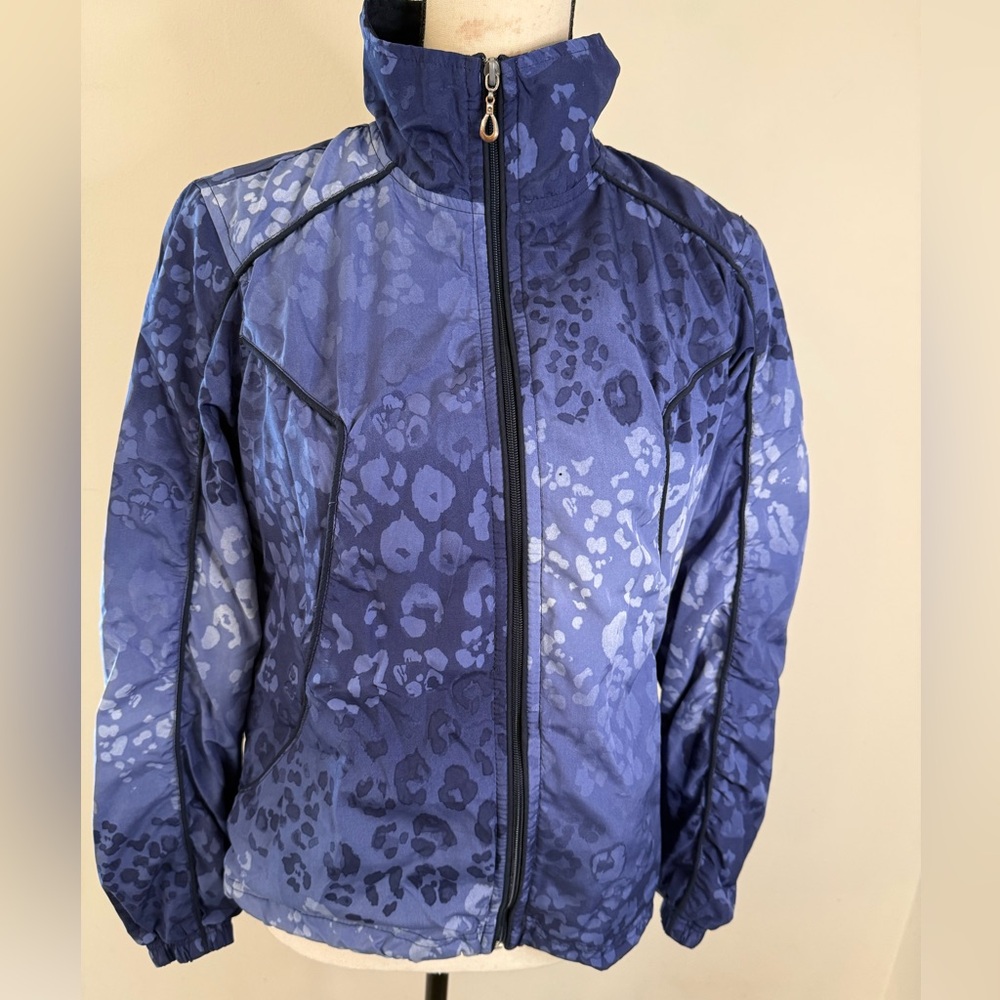Ac-tiv-ology activewear performance windbreaker jacket purplish blue leopard SM